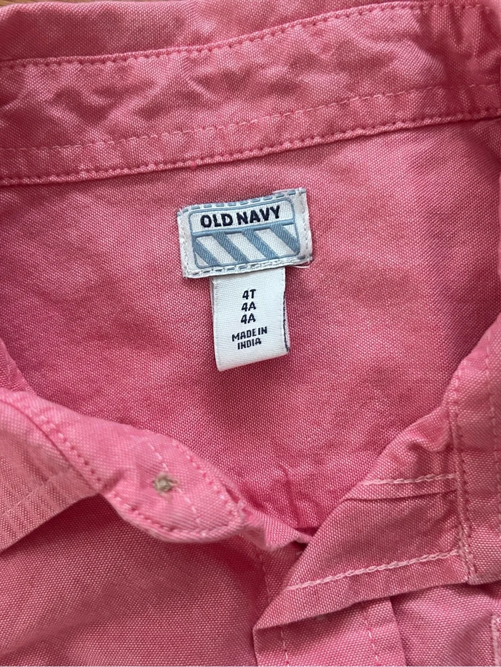 Old Navy Toddler Pink Linen Blend Look Button Down Shirt 4T Roll Tab Sleeve⁠